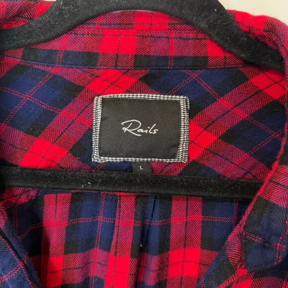 Rails Women's Hunter Plaid Shirt Button Front Red Navy Large Long - Picture 3 of 7